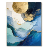 Golden Sun Abstract Blue Teal Area Rug