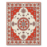 Red Cream Persian Floral Medallion Rug