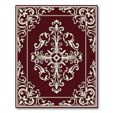 Ornate Burgundy Medallion Area Rug