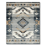 Distressed Grey Southwestern Geometric Area Rug