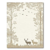 Beige Birch Forest Deer Silhouette Area Rug