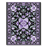 ODIKA Washable Purple Floral Area Rug - Low Pile Non-Slip Vintage Carpet