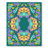 Teal-Centered Vibrant Swirl Abstract Area Rug