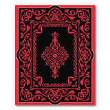 Ornate Red Border Black Persian Rug