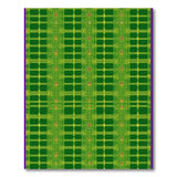 Vibrant Green Plaid Rug with Colorful Dots