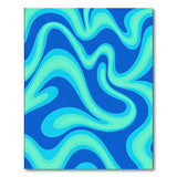 Blue and Teal Wavy Blue Teal Abstract Area Rug