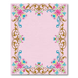 Ornate Multi-Color Floral Border Pink Rug