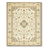 Beige and Neutral Traditional Persian Ivory Persian Medallion Area Rug