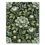 Elegant Green Peony Floral Vintage Area Rug