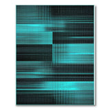 Geometric Modern Blue and Teal Teal Black Geometric Grid Area Rug