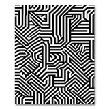 Intricate Black White Maze Geometric Area Rug