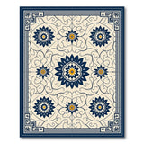 Navy Blue Floral Oriental Area Rug