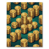 ODIKA Washable Gold Coin Money Print Area Rug - Low Pile Non-Slip Decor