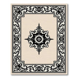 Black and White Ornate Black Floral Medallion Area Rug