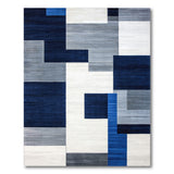 Navy Blue Gray Geometric Abstract Area Rug