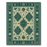 Green Teal Heritage Tribal Geometric Area Rug