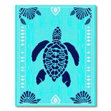 Blue and Teal Sea Turtle Coastal Area Rug