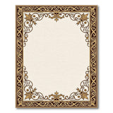 Ornate Gold Baroque Border Area Rug