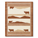 Southwestern Longhorn Cattle Mountain Brown Tan Rug