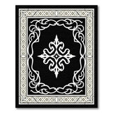 Ornate Black White Persian Medallion No. 5 Rug