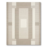 Beige Geometric Grid Area Rug with White Blocks