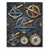 Vintage Celestial Sextant Compass Area Rug