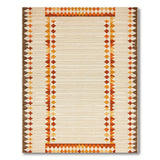 Beige Southwestern Area Rug with Orange Geometric Borders