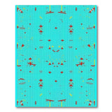 Teal Retro Airplane Ship Geometric Rug