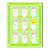 Cute Cartoon Bunnies Chicks Green Area Rug