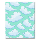 Green Whimsical Cartoon Clouds Mint Green Area Rug