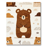Brown and Tan Adorable Brown Bear Kids Area Rug