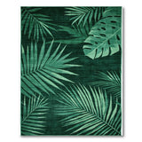 Lush Emerald Palm Monstera Leaf Area Rug