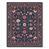 Navy Traditional Persian Floral Area Rug