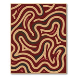 Red Wavy Abstract Area Rug