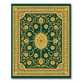 Opulent Green Gold Persian Floral Area Rug