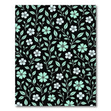 Teal White Floral Black Area Rug