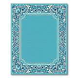 Blue and Teal Ornate Teal Floral Border Area Rug