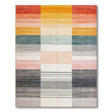 Multi-color and Patterns Vibrant Multi-Color Block Stripe Area Rug