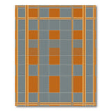 Grey Orange Plaid Geometric Area Rug