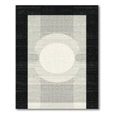 Geometric Grey Circle Rug with Black Frame