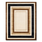 Modern Geometric Brown Border Area Rug