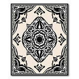 Black White Mandala Border Area Rug
