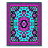 Vibrant Teal Purple Persian Floral Rug