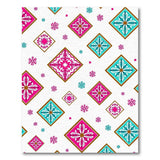Pink Teal Diamond Floral Boho Area Rug
