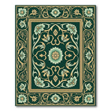 Emerald Green Ornate Floral Rug