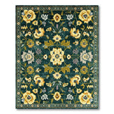 Teal Golden Floral Vintage Area Rug