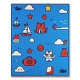 Cute Cartoon Cats Sea Adventure Blue Rug
