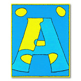 Yellow Letter A Cartoon Kids Area Rug