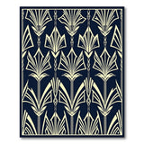 Navy Art Deco Fan Motif Area Rug