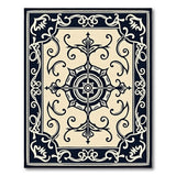 Ornate Black Ivory Medallion Area Rug